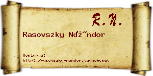 Rasovszky Nándor névjegykártya